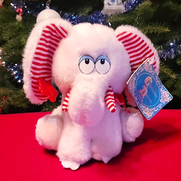 Applause Other - 8 Inch Vintage 80's Christmas Dreams Applause Candy Cane White Elephant Plush